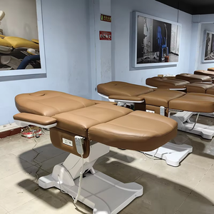 Design unico regolabile marrone salone di bellezza trattamento viso letto 3 motori letti da massaggio elettrici per salone con luci - Product Image 3