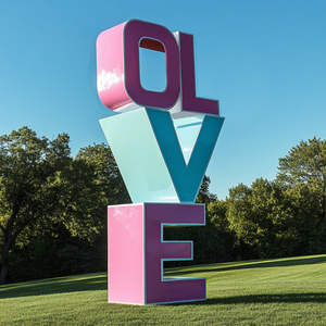 YOUFINE Scultura Moderna in Acciaio Inox con Lettere, Vernice Rossa Spray, per Decorazione Pubblica Esterna e <span class=keywords><strong>Giardino</strong></span> - Product Image 3