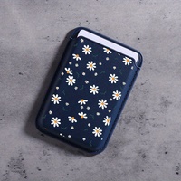 Porte-cartes magnétique en cuir PU INS Daisy Flowers pour iPhone, porte-cartes universel pour téléphone Samsung, étui portefeuille