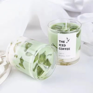 Bougie parfumée au matcha glacé avec logo personnalisé, décor de glaçons réalistes, décoration créative pour la maison, bougies parfumées - Product Image 4