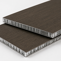 Panneau en nid d'abeille en aluminium résistant au feu, léger, écologique, à grain de bois brun foncé personnalisé pour revêtement intérieur moderne