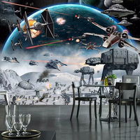 Papier peint moderne imperméable en soie géométrique Technology Sense, motifs de vaisseaux spatiaux, murales de science-fiction pour café internet, bar