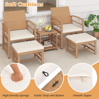 Modernes Rattan-Sofa mit Kissen, Garten-Loungeset aus Korbgeflecht, Outdoor-Möbelset mit 2 Sesseln