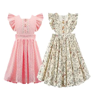 Бутиковое платье принцессы в стиле кантри для маленьких девочек с цветочным принтом летнее плиссированное платье с рукавами
