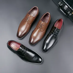 Chaussures d'affaires minimalistes en cuir, tenue formelle décontractée pour hommes, chaussures pour hommes, chaussures à lacets, tenue professionnelle, bout pointu