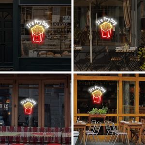 Panneaux néon LED pour frites, à intensité variable, alimentés par USB, lumière d'ambiance, décoration de vitrine, lumière indicatrice de rue, personnalisables - Product Image 4