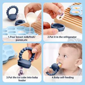 Sucette en silicone pour bébé de 0 à 12 <span class=keywords><strong>mois</strong></span> Mangeoire écologique de qualité alimentaire sans BPA avec couvercle de plateau de congélation pour sucettes glacées au lait maternel - Product Image 5