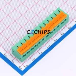 MX142V-5.08-12P-GN01-Cu-A Spring Terminal Block Through hole Component (THT),P=5.08mm Connector 1x12P 5.08mm Green Through Hole - Product Image 1