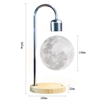 Art chambre chevet décoratif impression 3D lévitation lune magnétique flottant lampe de Table chargeur sans fil