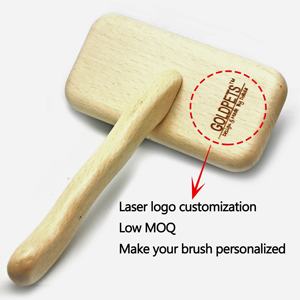 Baoli fabrika Outlet doğal ahşap kürek Pet bakım fırçası köpek kürk temizleme çelik iğne tarak Slicker fırça - Product Image 5