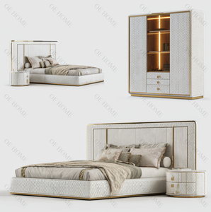 Nouveau design – Ensemble de lit king size en bois, cadre en bois pour chambre double, mobilier de luxe moderne complet pour chambre à coucher - Product Image 2