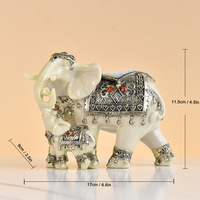 Graffiti Bois Blanc Éléphant Figurine Folk Art Style Résine Sculpture pour Maison Salon Vin TV Cabinet Bureau Ornements