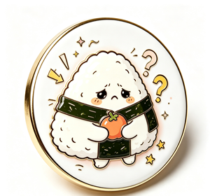 Cute Onigiri Enamel <b>Pin</b> Round Metal Craft Food Character <b>Badge</b> for Gift and Bag Decoration - Product Image 2