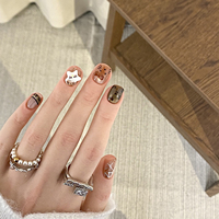 Kuku Palsu Modis Buatan Tangan Bahan Plastik ABS Full Cover Gaya Lucu Press-On Nails untuk Jari 10 Pcs/set