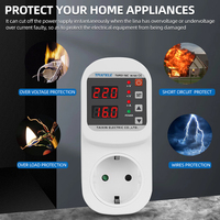 Protection de Surtension Réglable 16A CA 220V/110V, Prise UE, Stabilisateur Sûr Contre les Surtensions et Surintensités