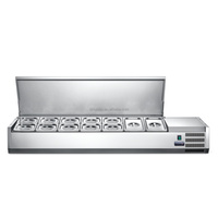 Mini réfrigérateur de présentation pour la préparation de salades et de pizzas, comptoir, vitrine, refroidisseur avec 6 grilles