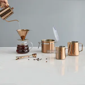 ชุดของขวัญเครื่องชงกาแฟชามือวาดทองแดง,เหยือกนมทำมือกาชงกาแฟดริปกระป๋องกาแฟ