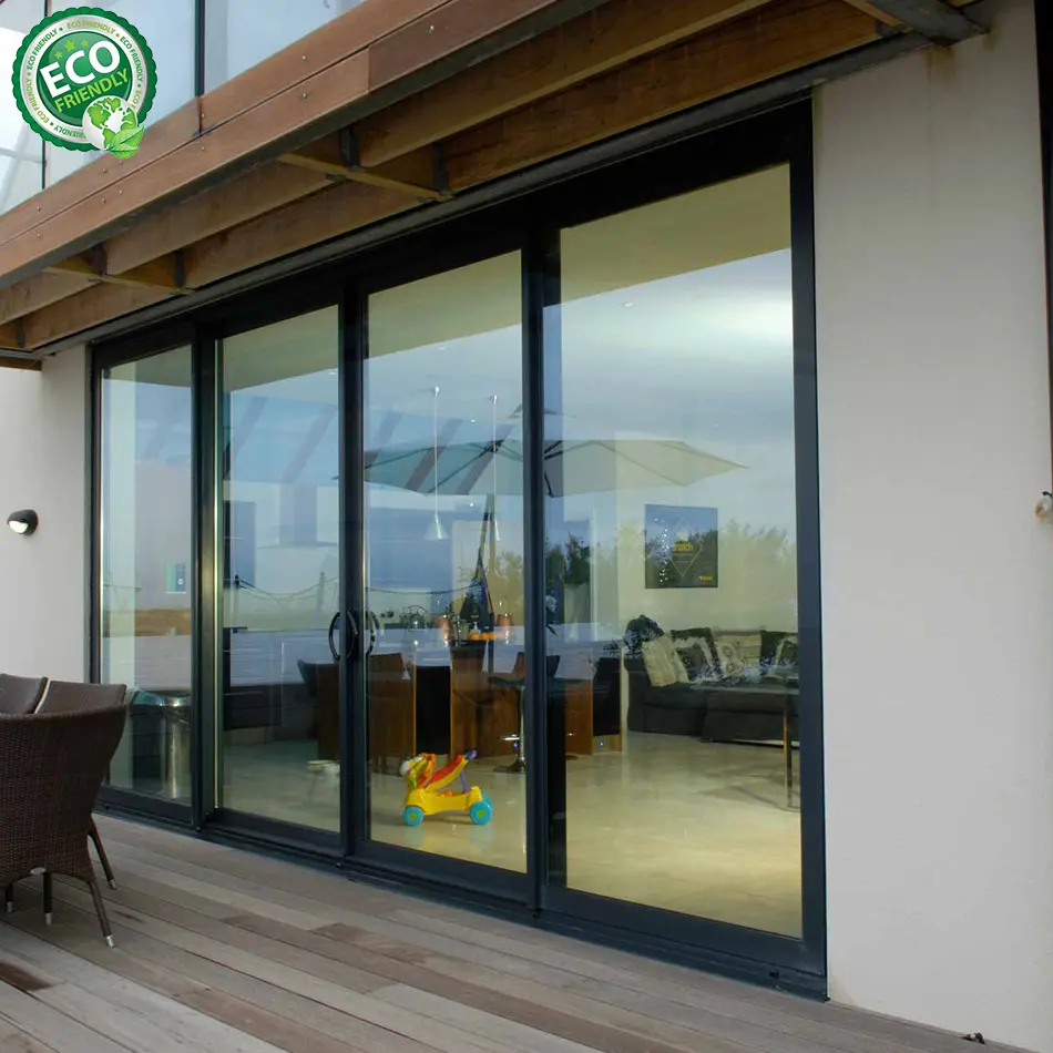 Aluminum Multi Panel Tempered Glass Patio Sliding Door Hurricane Impact Gliding Patio Doors