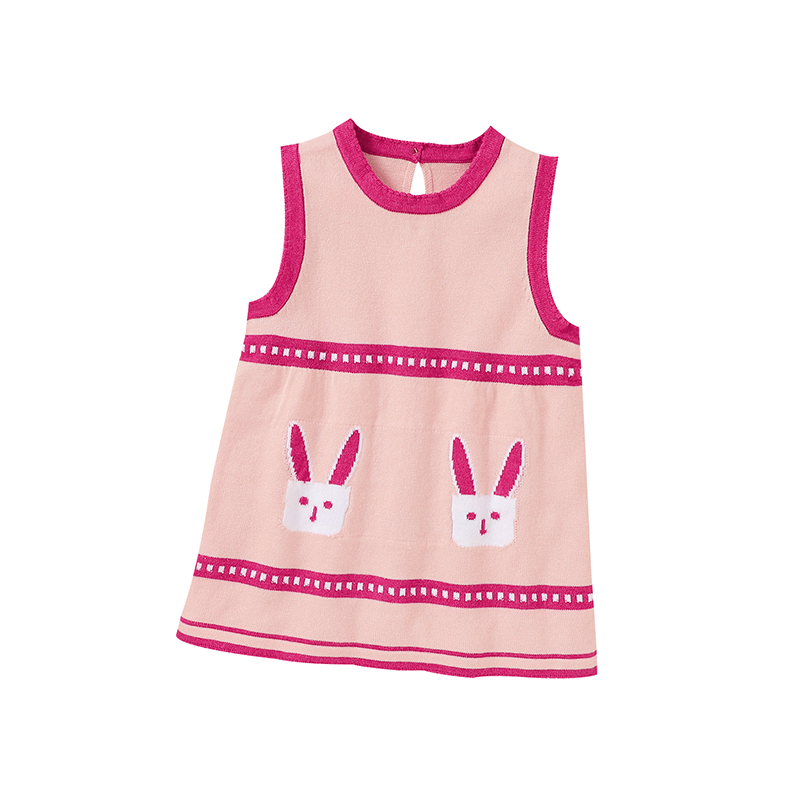 Платье для маленьких девочек Mimixiong, летнее Милое трикотажное розовое платье без рукавов с изображением животного, кролика, 100% хлопок