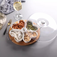 Nordic Gedroogd Fruit Snoepplaat Creatieve Fruitbak Keramische Roosterplaat Met Deksel Woonkamer Opslagplaat