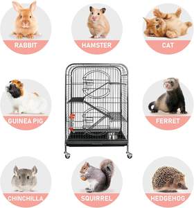 <span class=keywords><strong>Prix</strong></span> usine 37.2 pouces noir métal massif furet Chinchillas chats <span class=keywords><strong>Cage</strong></span> petits animaux maison bouton 3 échelles 2 portes d'entrée - Product Image 5