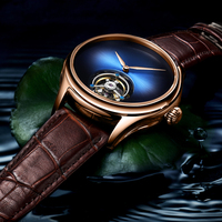 Chinois Tourbillon Montre Léopard Oeil Gradient Cadran Mode Bracelet En Cuir Saphir Étanche Mécanique Montres