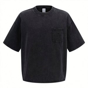 2026 New Arrival Men's Summer Retro Washed Cotton T-<b>shirt</b> Breathable Loose Fit <b>Shirt</b> with Pocket Design - Product Image 6