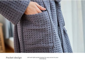Wholesale Thickened Cotton <strong>Waffle</strong> <strong>Robe</strong> For Adults, Four-Season Breathable Spa Bathrobe, Custom Logo Unisex Sleepwear - Product Image 5