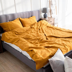 Drap de lit de luxe léger <span class=keywords><strong>lavé</strong></span> de couleur unie simple d'été en <span class=keywords><strong>lin</strong></span> pur français, housse de couette, literie - Product Image 4