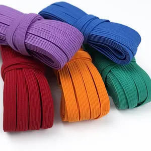 Factory Wholesale Stock Flat Braided Elastic Rope 3mm~15mm Colorful Braided Elastic Bands For Garment Sewing