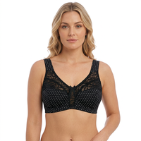 Sujetador Cómodo de Verano para Mujer Talla Grande Ulla Popken, con Encaje y Malla, Sin Varillas, Negro, Cierre Trasero, 95D 830454100-95D