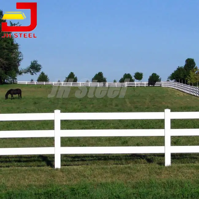 3 Rail Goedkope Pvc Paardenrail Hek Kunststof Panelen, Witte Vinyl Paal En Rail Hekwerk, Corral Paard Paddock Hek