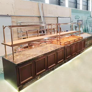 Customized Luxury Bread Cake Display <b>Racks</b> With LED Lighting Wood Tiered Shelves Freestanding Indoor Use Varnish Finish - Product Image 5