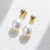 Boucles d'oreilles clous Mlluki en argent sterling 925 plaqué or 14 carats avec perles géométriques en forme de fraise pour femmes