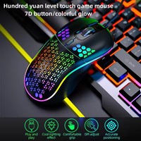 Vente en gros 7200DPI souris de jeu optique ergonomique RGB USB souris filaire pour ordinateur bureau Gamer souris nid d'abeille blanc souris de jeu