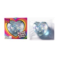 Jouet Squishy en forme de cœur style NeeDoh - Balle anti-stress remplie de liquide pailleté, jouet sensoriel souple en TPR à presser pour enfants et adultes contre l'anxiété