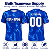Maillot de football personnalisé bleu profond à effet tourbillon, sublimation par transfert thermique, séchage rapide, respirant, tenue d'équipe personnalisée pour clubs amateurs