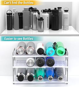 Support de bouteille d'eau réglable en hauteur, organisateur extensible pour armoire de cuisine, organiseur de bouteilles pour garde-manger, accessoire de vaisselle - Product Image 5