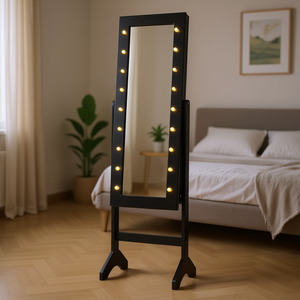 Armario de joyería DB con luces LED, espejo y organizador para uso doméstico - Product Image 2