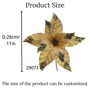 Décoration Arbre De Noël Fleur Or Pailleté Poinsettias Fleurs De Noël Artificielles Avec Paillettes Floral De Noël - Product Image 2