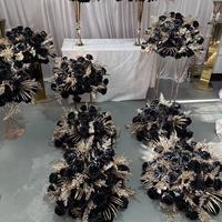 Susunan Bunga Pernikahan Mewah Berkualitas Tinggi IFG 50cm Hitam dan Emas untuk Dekorasi Centerpiece Meja Pernikahan