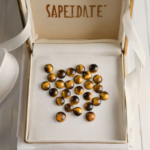 مجوهرات عصرية راقية أحجار كريمة عين النمر الطبيعية باللون الأصفر والبني الفاتح السلس الدائري الفضفاض البيضاوي الأنيق الإكسسوارات والمجوهرات - Product Image 1