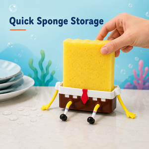 Divertido Soporte de <span class=keywords><strong>Esponja</strong></span> de Dibujos Animados para Fregadero de Cocina, Escurridor de Platos, Organizador de Esponjas, Gadget de Cocina de Secado Rápido, Decoración del Hogar, Algodón - Product Image 1