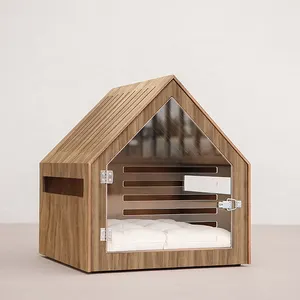 Op Maat Gemaakt Massief Houten Hondenhok Indoor Luxe Houten Huisdierhok Kattenhond Huisjes Meubelen Houten Bed