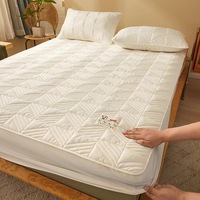 Couvre-lit en polyester imperméable de couleur unie protège-matelas drap-housse pour ensemble de literie style uni