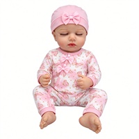 Boneka Bayi Reborn Vinyl MSYO 45cm Interaktif, Bisa Menangis, Tersenyum, Tidur, Suara Realistis, Jumpsuit Biru Bermotif Bunga, Topi, Pita untuk Anak-anak