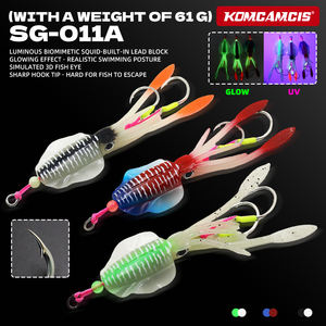 OEM ODM Señuelo Artificial Luminoso/UV de 61g, tipo Calamar y Faldas de Pulpo con Anzuelo, para Pesca de Atún en Río y Lago - Product Image 1