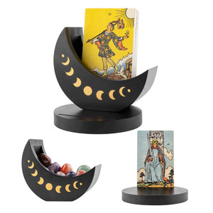 Support de cartes de tarot en bois, design phase de lune, boîte de rangement de bureau pour pierres de cristal et cartes, présentoir - Product Image 1