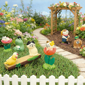 Adorno Pequeño de Resina con Diseño de Gato y Rana, Estilo Japonés ZAKKA, para Jardín o Granja, Artesanía en Miniatura - Product Image 4