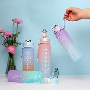 Bouteille d'eau avec heures de consommation et paille, motivante avec sangle de transport pour la salle de sport, l'extérieur - Product Image 2